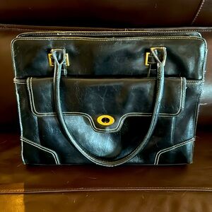 Black Leather /leather like attaché case/purse